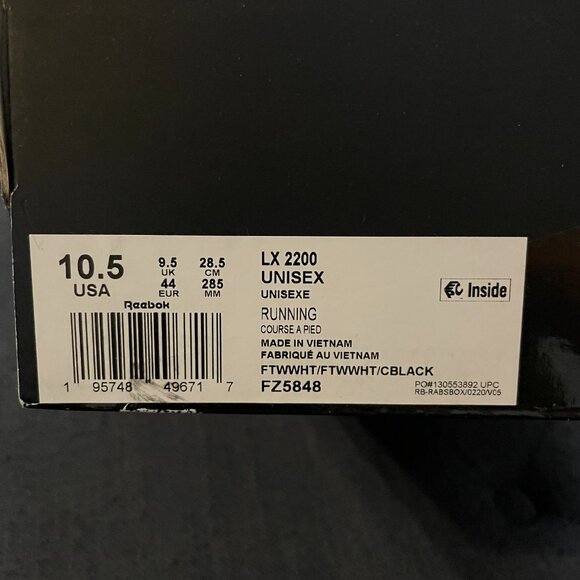 Reebok LX2200 Black and White Running Shoes - Men\'s Size 10.5 - NWT main image 4